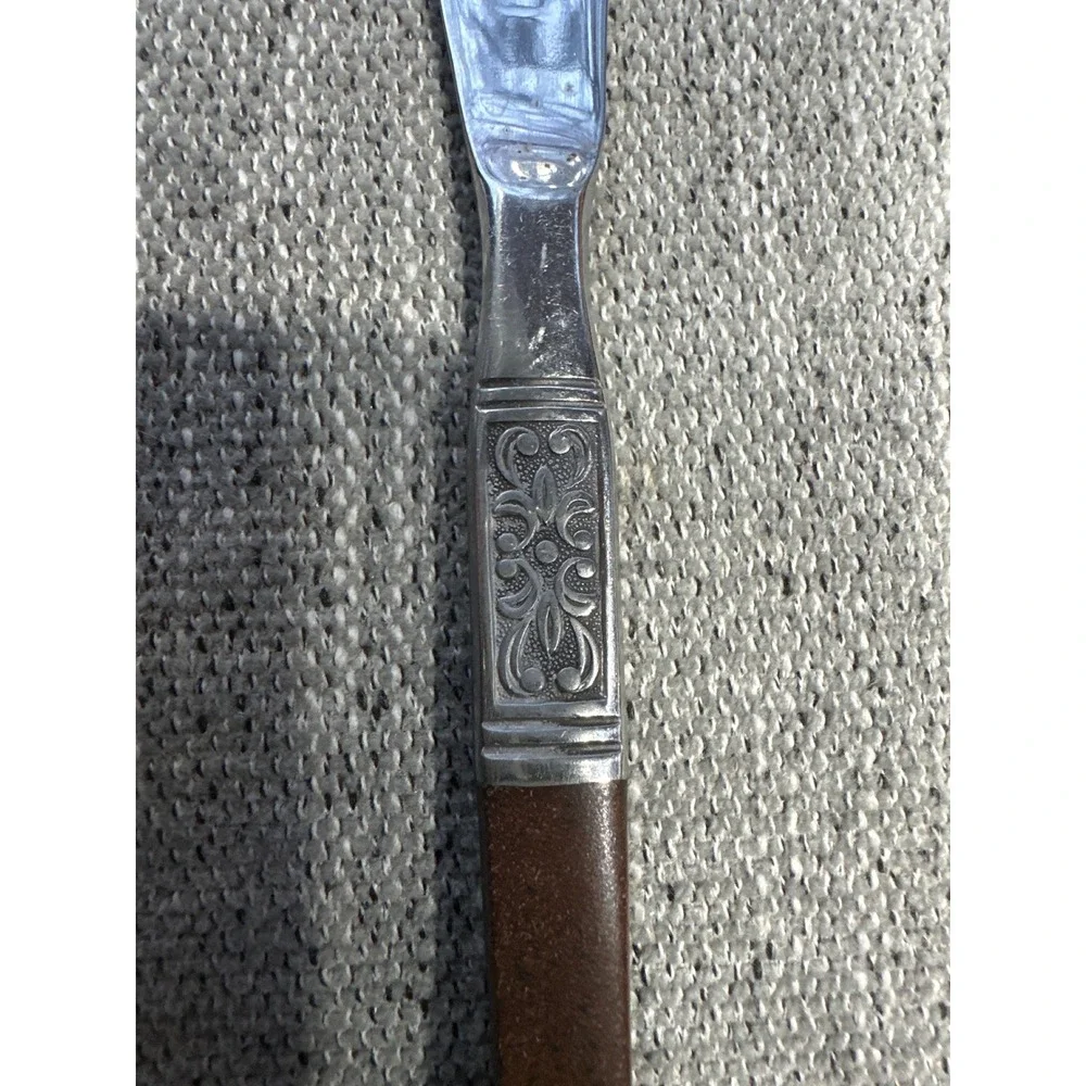 Vintage Set of 10 Steak Knives Stainless Steel Japan Brown Faux Wood‎ Handle MCM